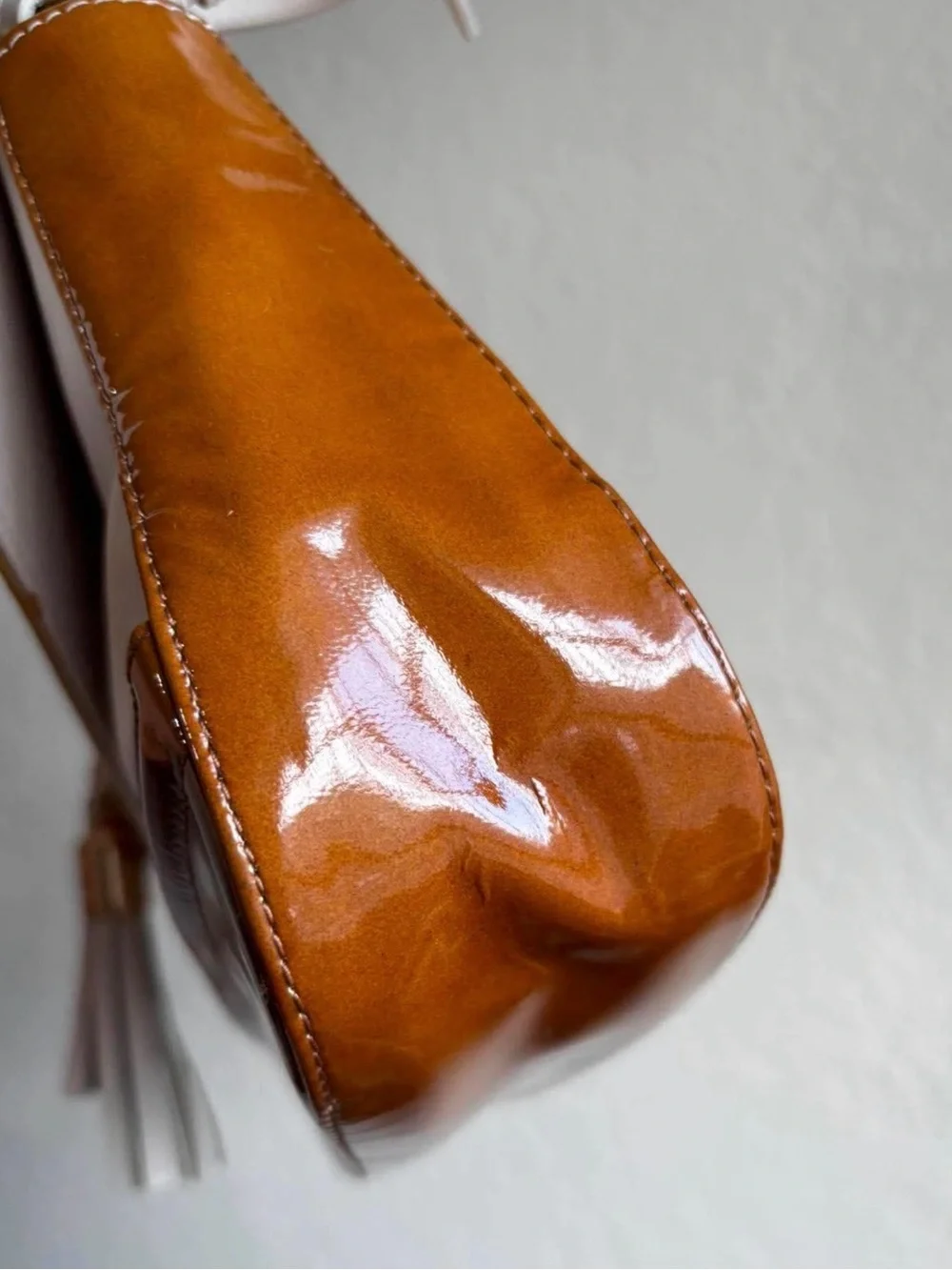 Y2K Stuart Weitzman Yellow, White & Brown Colorblock Leather Top-Handle Satchel